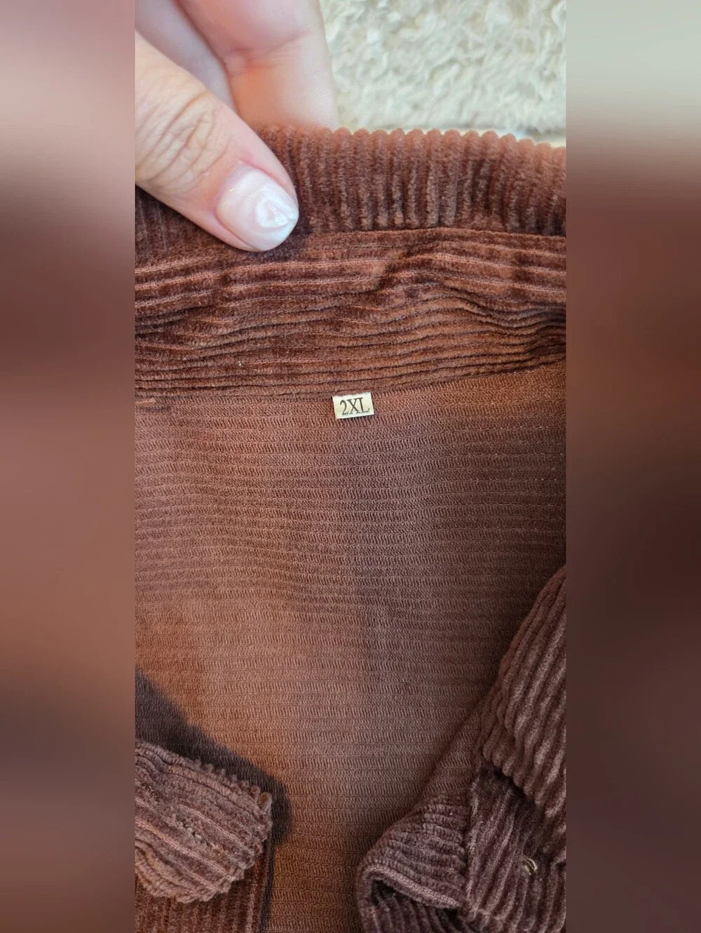 Corduroy Shacket in Warm Chestnut - Picture 3 of 10